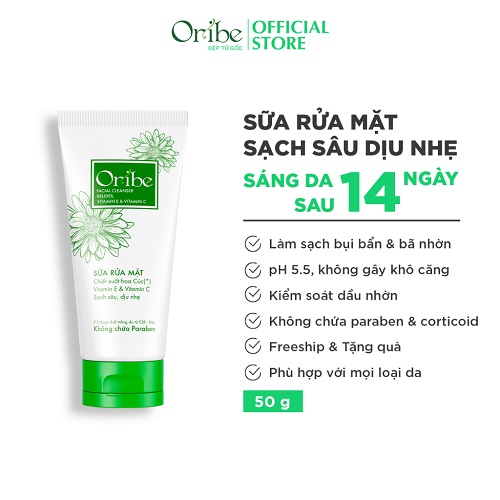 Sữa Rửa Mặt Oribe Dưỡng Ẩm Dịu Nhẹ Cho Da Mụn Dưỡng Trắng Da Thu Nhỏ Lỗ Chân Lông Kiềm Dầu Và Làm Sạch Da - 50g