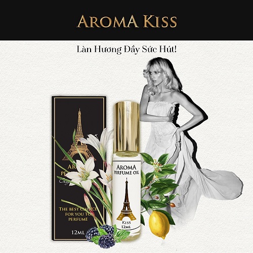 Tinh Dầu Nước Hoa Pháp Pháp Aroma Kiss Làn Hương Đầy Sức Hút Lăn 12ml