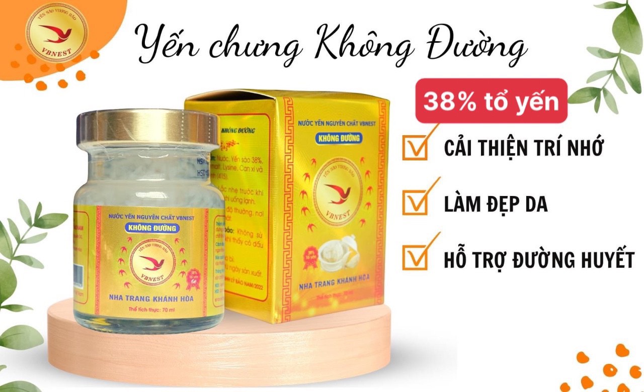 Yến hũ chưng không đường hỗ trợ đẹp da, tốt cho trí nhớ, yến sào chưng cao cấp 70ml lốc 6 tặng 1