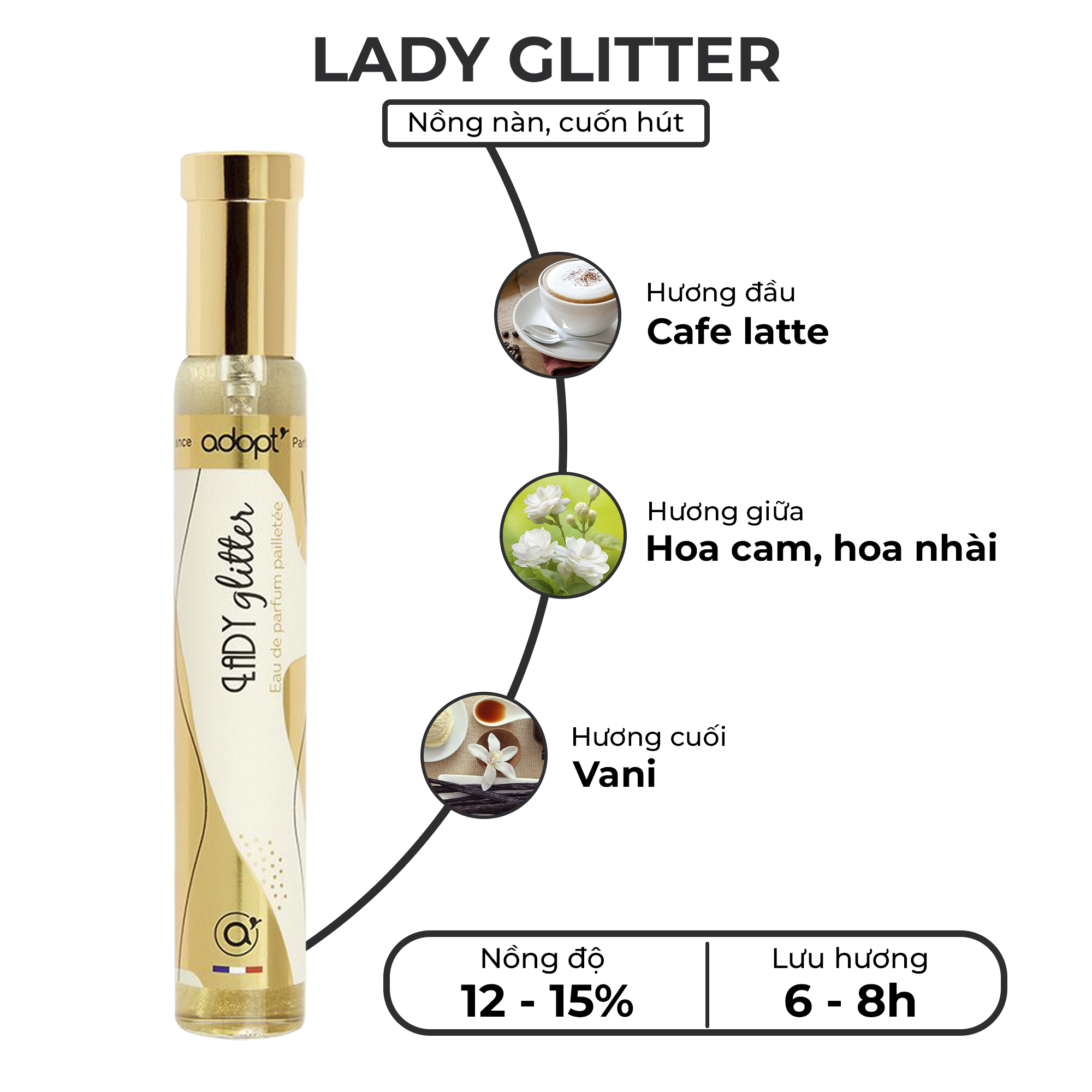 Nước Hoa Nữ Adopt EDP Chính Hãng Pháp Lady Glitter 30ML