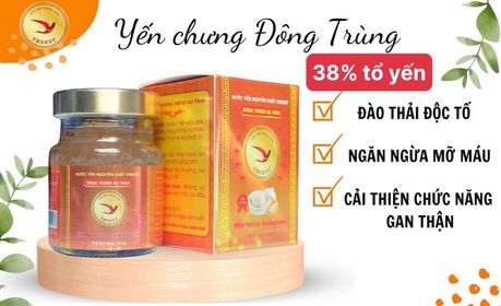 Yến hũ chưng đông trùng hạ thảo, yến sào Vương Bảo (VBNest) với hàm lượng yến lên tới 38%, Lốc 6 tặng 1, 70ml