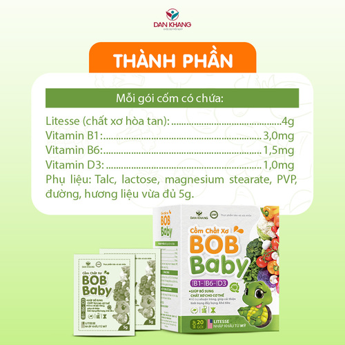 Cốm Chất Xơ Dân Khang BobBaby Hỗ Trợ Bổ Sung Chất Xơ Hộp 20 Gói Mỗi Gói 5gr