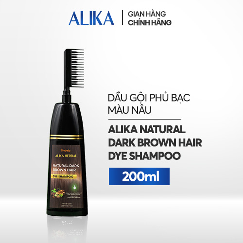 Dầu Gội Phủ Bạc Màu Nâu Alika Natural Dark Brown Hair Dye Shampoo