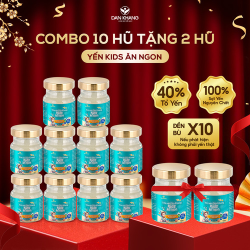 Combo 10 Hũ Yến Sào Trẻ Em Kids Ăn Ngon 40% Tổ Yến Chưng Sẵn Giúp Bé Ăn Ngon Khỏe Mạnh Phát Triển Toàn Diện