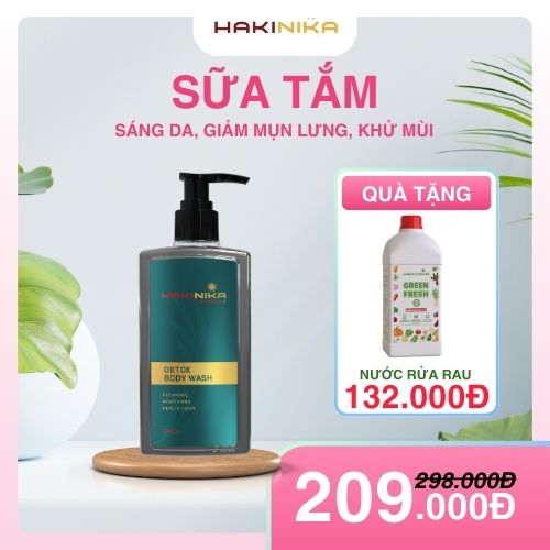 Sữa Tắm Giảm Mụn Lưng, Sữa Tắm Trắng Da Hakinika 330ml – Làm Sạch Da, Giảm Mụn, Làm Đều Màu Da, Sáng Da,