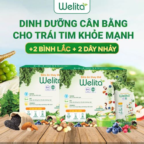 [COMBO KHỞI NGHIỆP] 2 Hộp Bữa Ăn Dinh Dưỡng WELITA - Hộp 20 Gói + [Tặng 2 Bình Lắc + 2 Dây Nhảy] Kèm Bộ Tài Liệu Hướng Dẫn Nhảy Dây Độ Dáng Cùng Cô Vũ Diệu Thúy