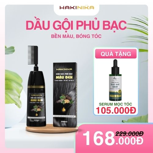 Dầu Gội Phủ Bạc Thảo Mộc Hakinika - 200ml - Màu Đen - Thiên Nhiên, Dưỡng Tóc Bóng Tóc, Không Đau Rát, Rụng Tóc, Bền Màu