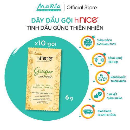 Dây Dầu Gội Tinh Dầu Gừng Thiên Nhiên HiNICE Ginger Shampoo Hỗ Trợ Giữ Ẩm, Sạch Gàu Da Đầu