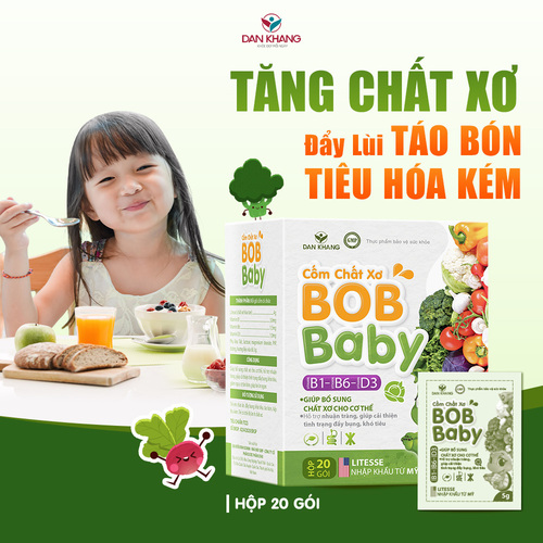 Cốm Chất Xơ Dân Khang BobBaby Hỗ Trợ Bổ Sung Chất Xơ Hộp 20 Gói Mỗi Gói 5gr