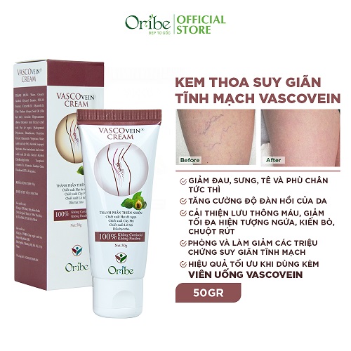 Kem Thoa Giãn Tĩnh Mạch Giúp Giảm Đau Sưng Phù Chân Vascovein Oribe Tuýp 50g