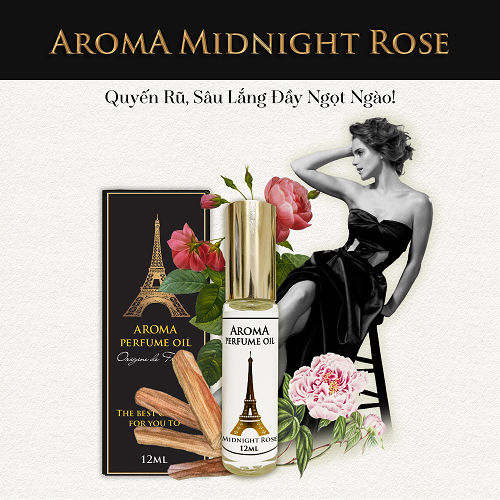 Tinh Dầu Nước Hoa Pháp Aroma Midnight Rose Quyến Rũ Sâu Lắng Đầy Ngọt Ngào Lăn 12ml