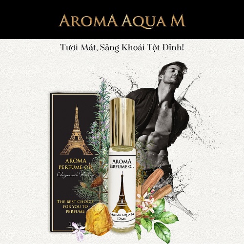 Tinh Dầu Nước Hoa Pháp Pháp Aroma Aqua Man Tươi Mát Sảng Khoái Tột Đỉnh Lăn 12ml