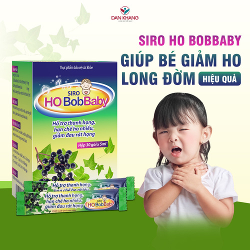 Siro Ho Cho Bé Bobbaby Dân Khang Hỗ Trợ Thanh Họng Giảm Đau Rát Do Ho - Hộp 30 Gói X 5ml