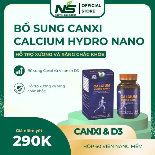 Viên Uống CALCIUM HYDRO NANO Bổ Sung Canxi Nano Và Vitamin D3, K2 (60viên)