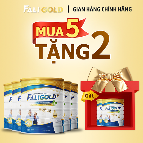 [MUA 5 TẶNG 2] Combo 5 Sữa Tiểu Đường Faligold - Sữa Non Colostrum 24h Nhập Khẩu Từ Hoa Kỳ (Vị Vani) Tăng Cường Sức Đề Kháng Gấp 10 Lần Ổn Định Đường Huyết Ngăn Ngừa Biến Chứng Tiểu Đường Hộp 400g + [Tặng 1 Hộp]