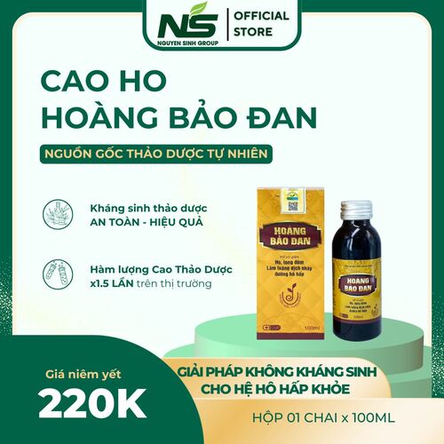 Cao Ho Hoàng Bảo Đan Hỗ Trợ Long Đờm Bổ Phế Giảm Ho Loãng Dịch Nhày Đường Hô Hấp Tốt Cho Cơ Thể Hộp 100ml